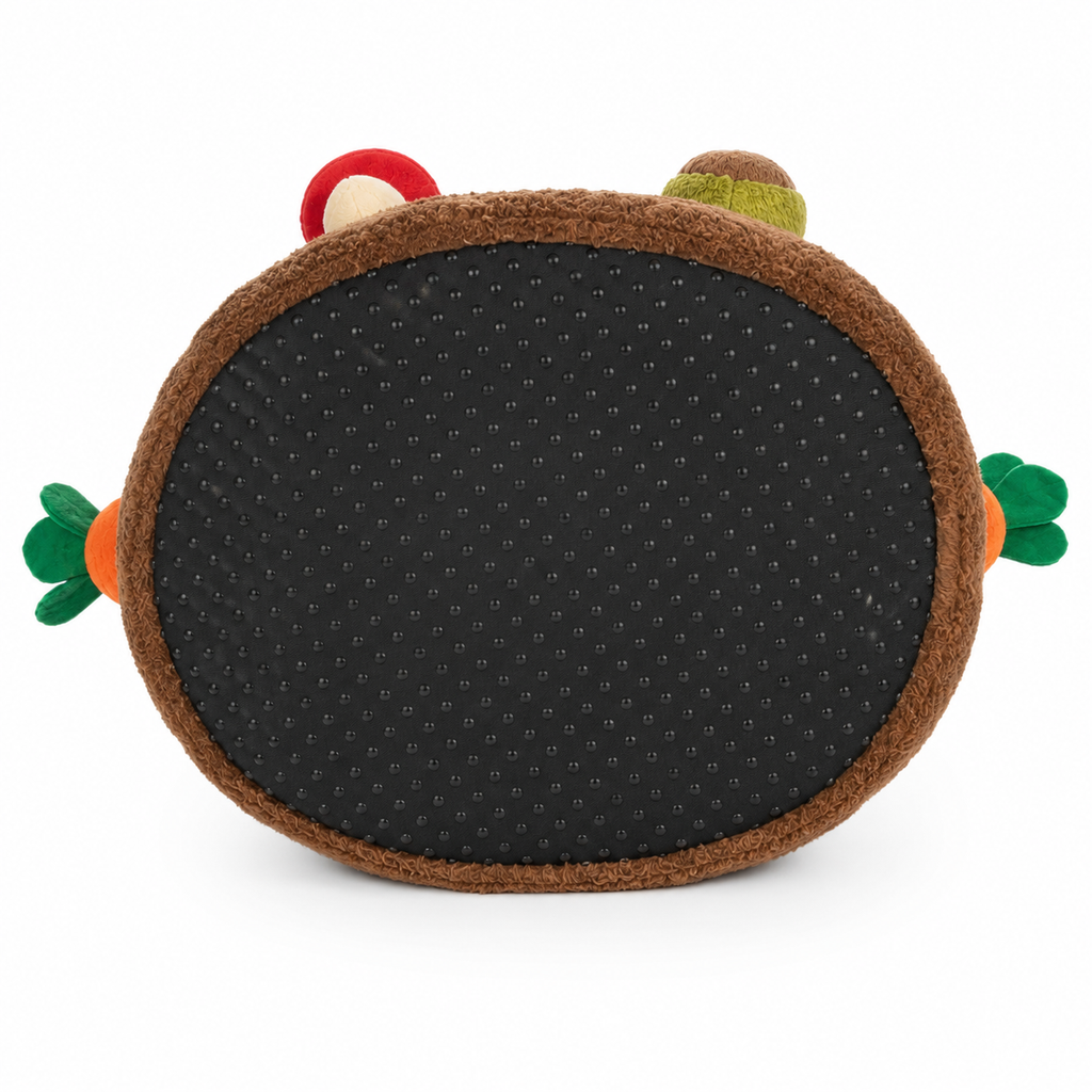 Interactive Plush Tree Stump Cat Toy with Carrot Pockets, Hanging Ball and Hide-and-Seek Design