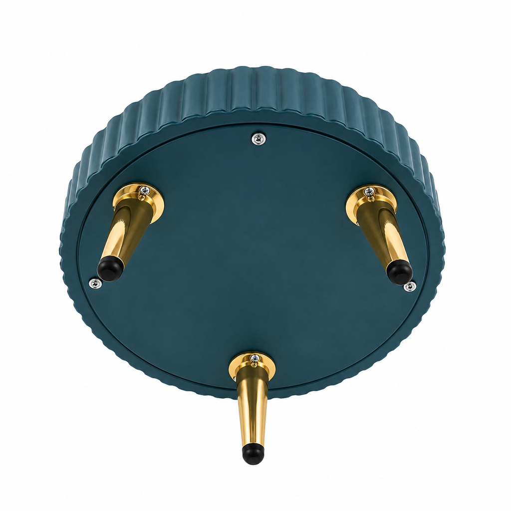 Elevated Stainless Steel Pet Bowl with Ribbed Teal Stand and Gold Legs