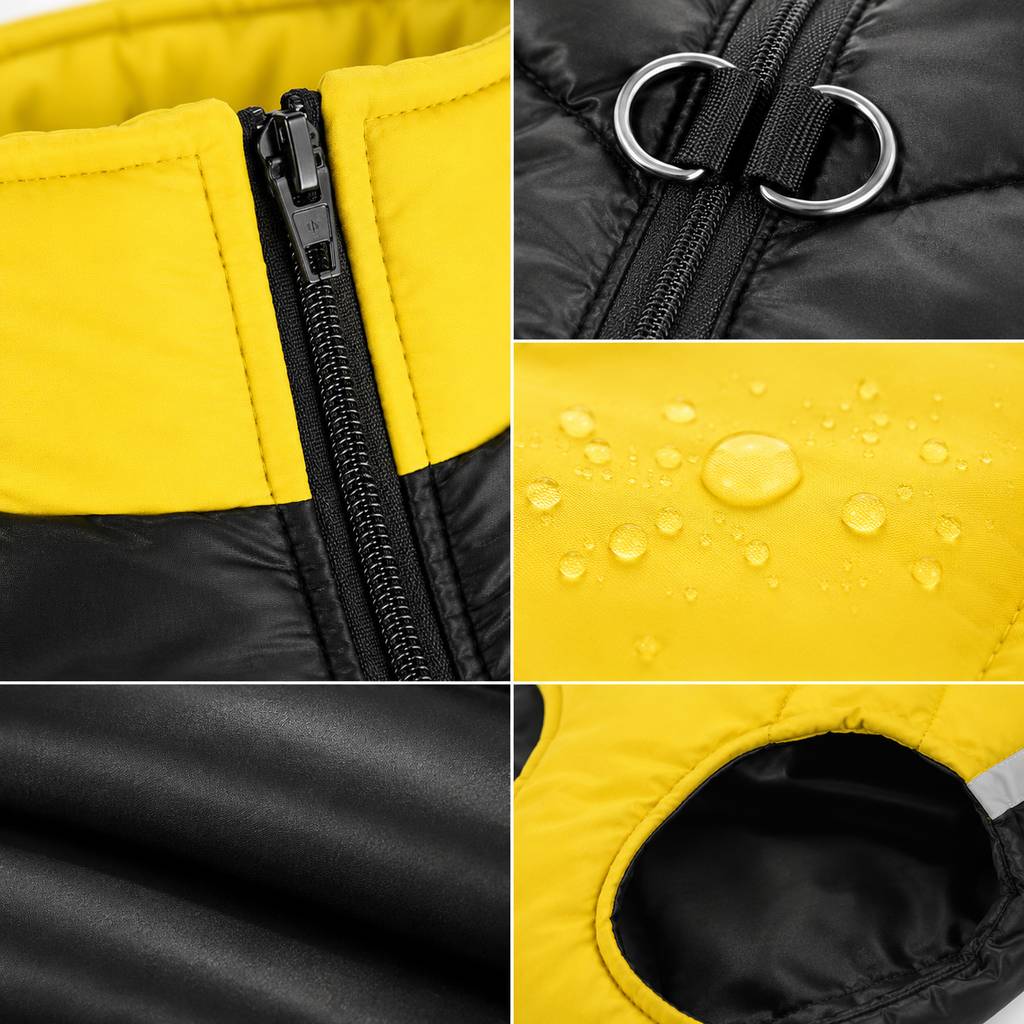 Padded Dog Vest Jacket with Front Zipper, D-Ring and Warm Quilted Design