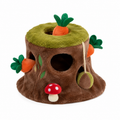 Interactive Plush Tree Stump Cat Toy with Carrot Pockets, Hanging Ball and Hide-and-Seek Design