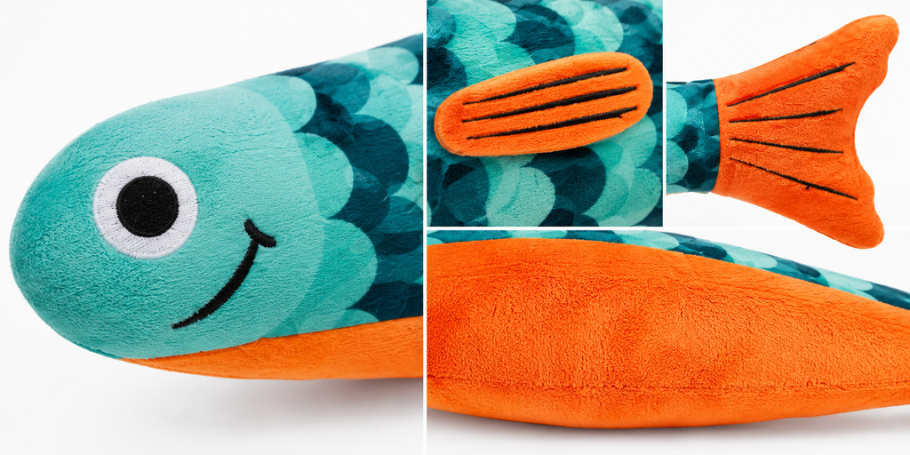 Interactive Plush Fish Cat Toy with Colorful Scales, Soft Fabric and Fun Play Design