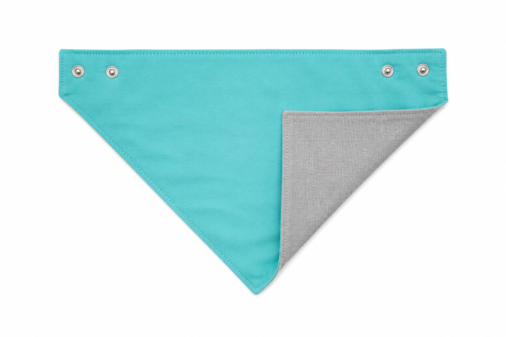 Reversible Baby Bib with Snap Buttons, Soft Gray Backing and Adjustable Fit