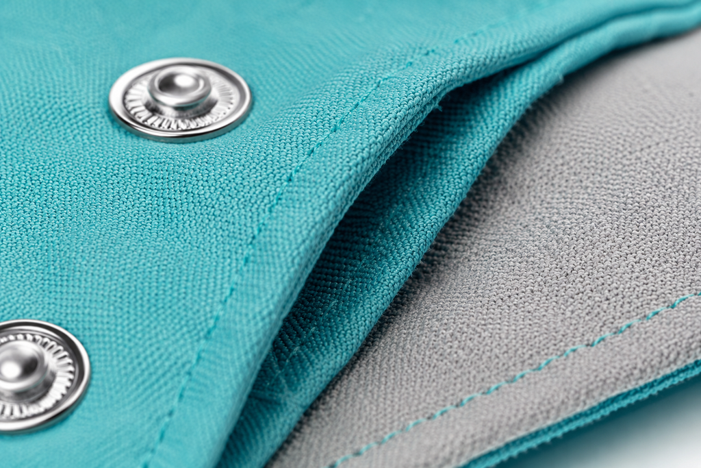 Reversible Baby Bib with Snap Buttons, Soft Gray Backing and Adjustable Fit