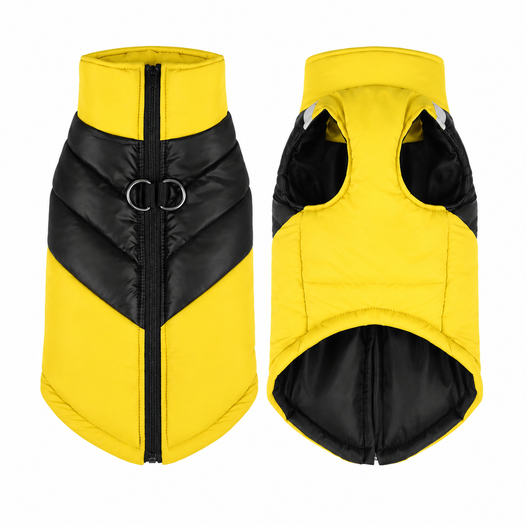 Padded Dog Vest Jacket with Front Zipper, D-Ring and Warm Quilted Design